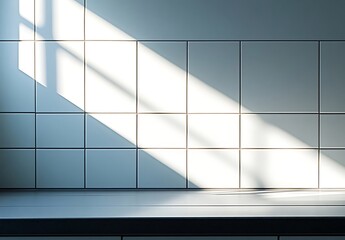 Sunlight Shadow on Kitchen Tile Wall