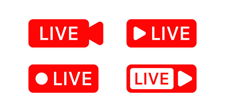 Live Streaming Icon Set. Video Broadcasting Symbol for TV, News, Movies, Shows, and Online
