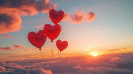 Fototapeta premium sky romantic hearts card background