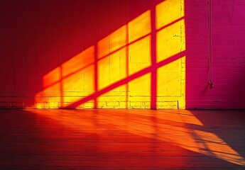 Sunlight Shadow on Pink Brick Wall