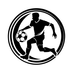 Football player, kicking ball soccer, abstract isolated vector silhouette