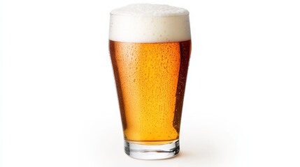 Refreshing Beer in Glass Condensation, Golden Liquid, Frothy Head, Beverage Photography, Ale, Lager Beer Photography, Cold Beer