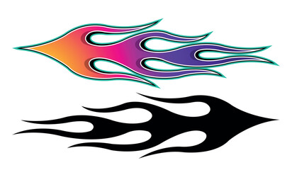Speed flame sports car decal vinyl sticker. Racing car tribal fire flames vector art graphic. Side vehicle decoration for car, auto, truck, boat, suv, motorcycle.