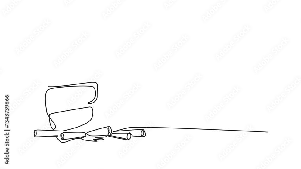 Aufkleber animation of single one line drawing hands clenched and piled up scattered cigarette fragments. prom