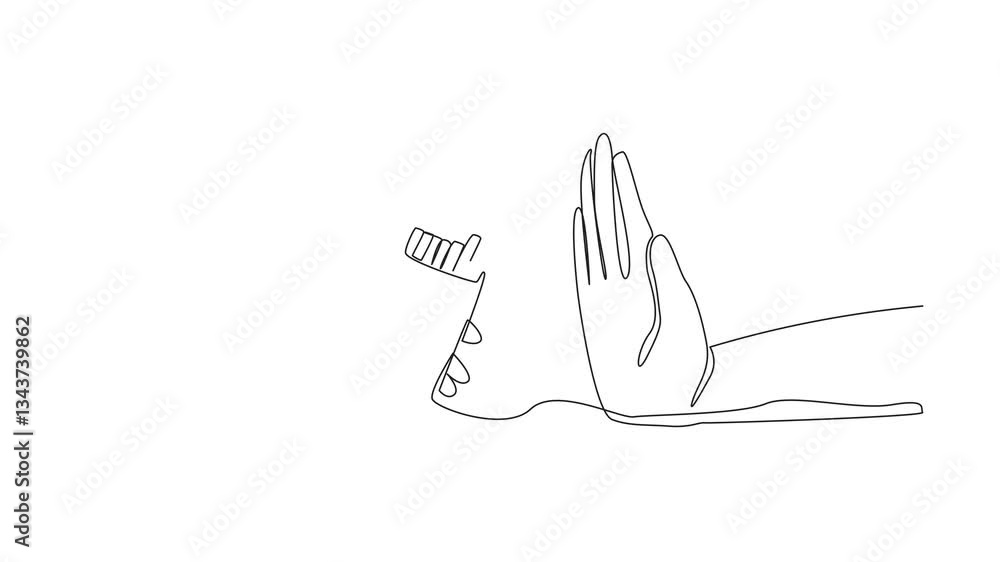 Aufkleber self drawing animation of single continuous line drawing one hand holds a cigarette pack and the oth