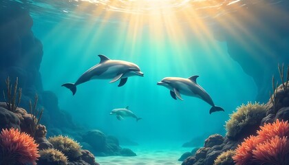 Fototapeta premium underwater scene with fishes