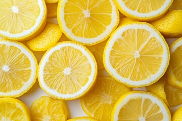 Freshly sliced lemons arranged beautifully on a flat surface for culinary use