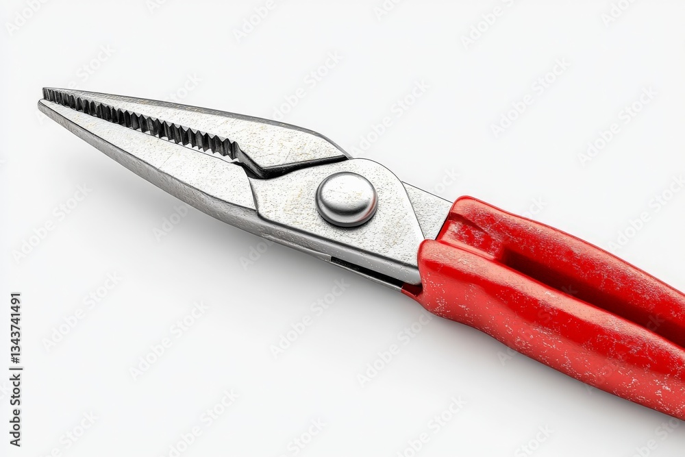 Leinwandbilder pliers with red rubber handles placed on a white background emphasizing their design and functionali
