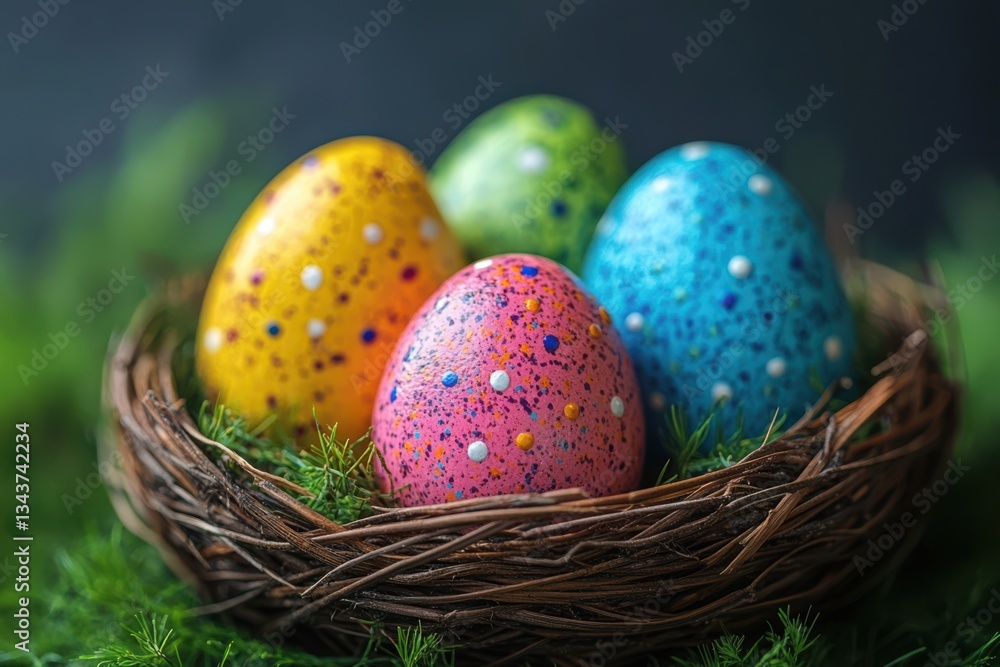 Poster an easter chaos style scene with apples and oranges as prominent elements, adding a vibrant touch to