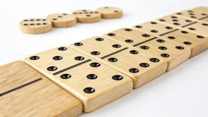 Wooden Dominoes Game Set Closeup