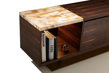 stylish interior decoration and accessories against a white background. minimalist furniture design. studio shoot photography + clipping path.