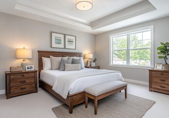 Fototapeta premium Modern Bedroom Interior with Natural Light