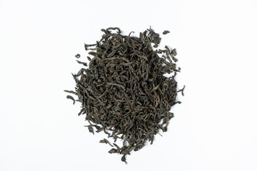 Loose Leaf Ruhunu Black Tea Top View on White Background