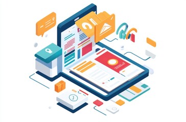 Obraz premium Online business review interface on a mobile device, emphasizing digital