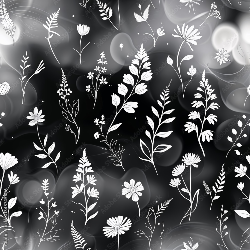 Poster floral patterns on a dark background create an elegant and modern design for various creative projec