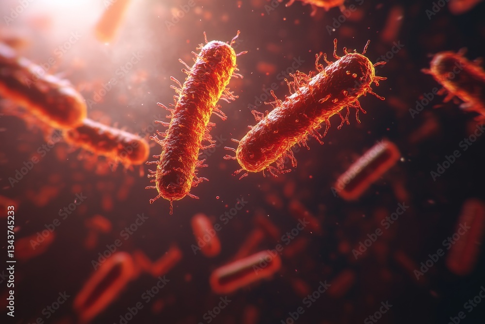 Aufkleber bacteria in motion captured under microscope in a laboratory setting