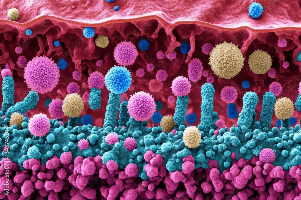 Aufkleber microscopic view of diverse microorganisms on a human skin surface during daytime exploration of mic