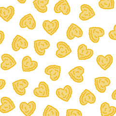 Chicken nuggets pattern in form of hearts illustration on white background. Fast food menu illustration