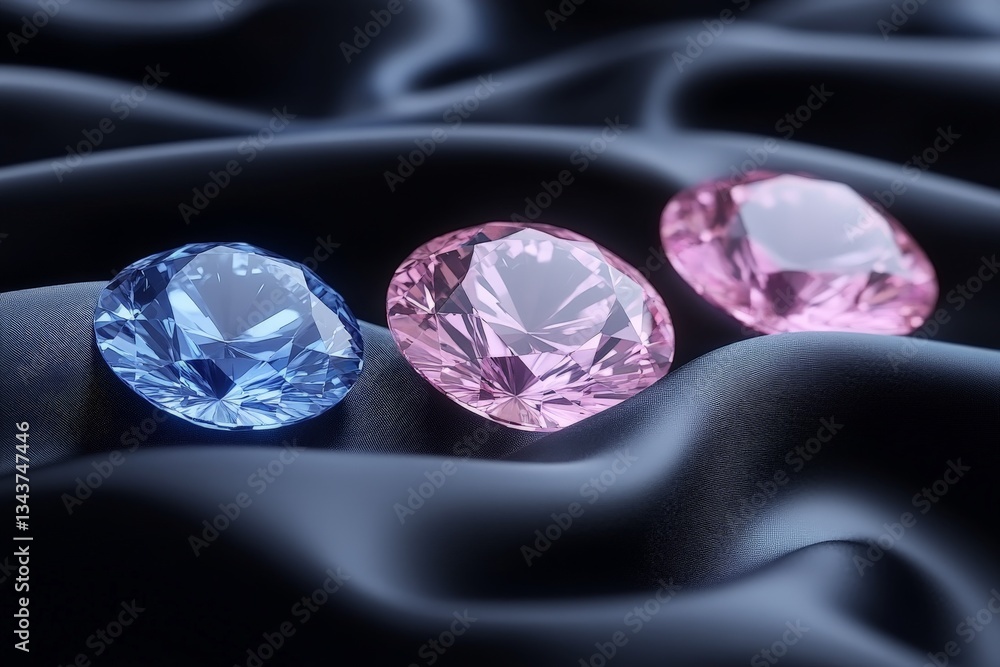 Aufkleber colorful gemstones sparkle on soft fabric creating an elegant display of beauty and luxury