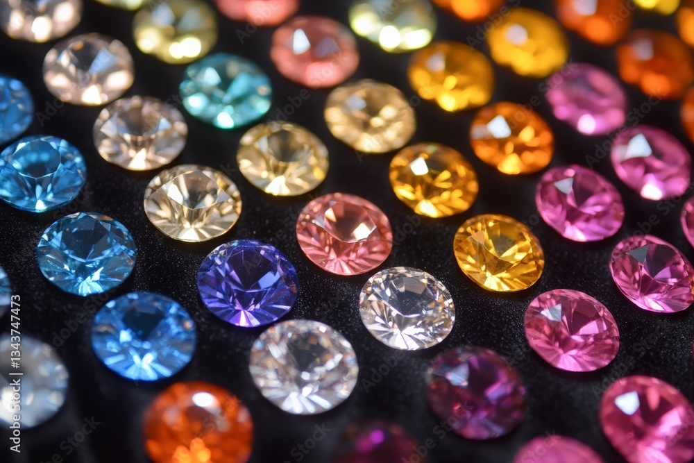 Aufkleber colorful assortment of sparkling gemstones arranged on a dark background for display