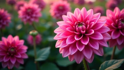 Bold dahlia petals, repeating motif, soft focus, cream, design