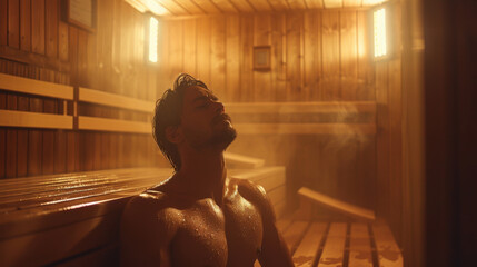 Man enjoying hot steam therapy for well-being