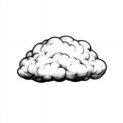 Detailed Black and White Cumulus Cloud Illustration