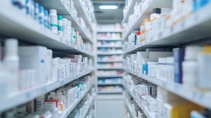 Pharmacy Aisles: Rows of Medicine and Healthcare Products