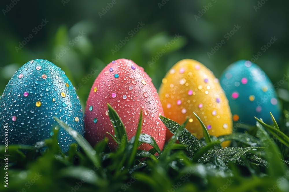 Poster an easter-themed image showcasing chaos with a bird and an apple. the main subjects include a bird a