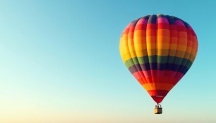 Obraz premium Lone, brightly colored hot air balloon against clear sky, different, spectacular, one