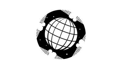 satellites around earth , black isolated silhouette