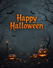 happy halloween greeting card with copy space