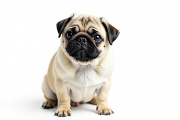 Obraz premium Adorable pug dog, isolated on white background , cute, standing