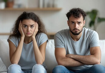 Upset Couple on a Sofa