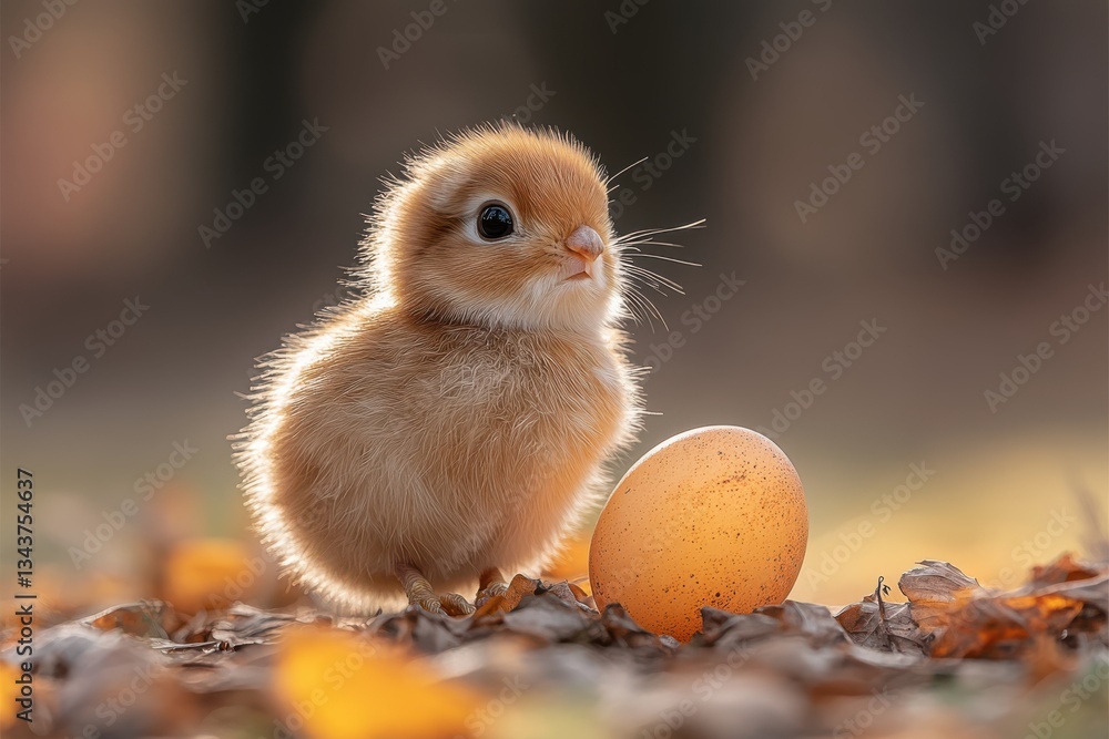 Poster birds and oranges create chaos in an easter-themed scene, with a focus on the colorful and lively el