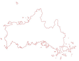 山口県　地図　白　イラスト