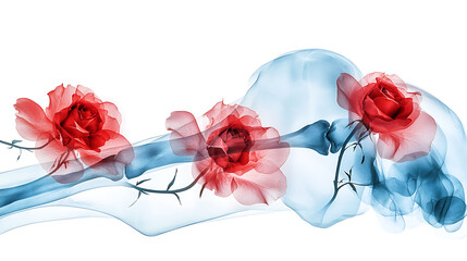 Artistic fusion of roses and bones digital artwork abstract environment ethereal concept