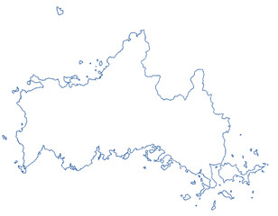山口県　地図　白　イラスト