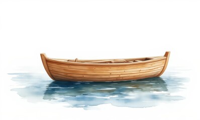 Serene wooden boat on calm water