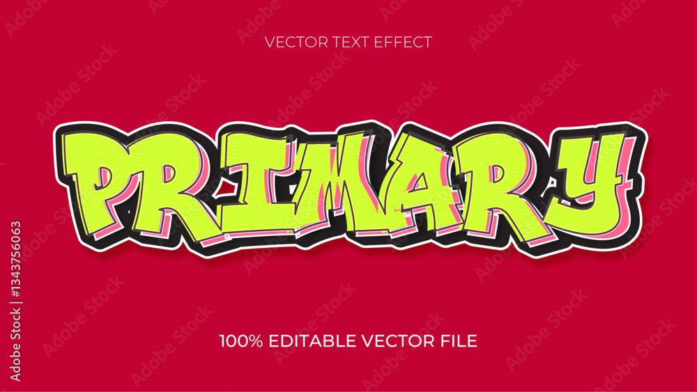 Poster graffiti primary vector fully editable smart object text effect