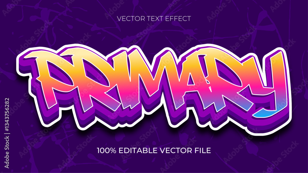 Poster graffiti primary vector fully editable smart object text effect