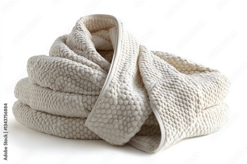 Poster cozy plush blanket piled softly on a white surface perfect for cold evenings and relaxation