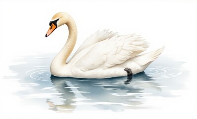 Elegant white swan gliding gracefully