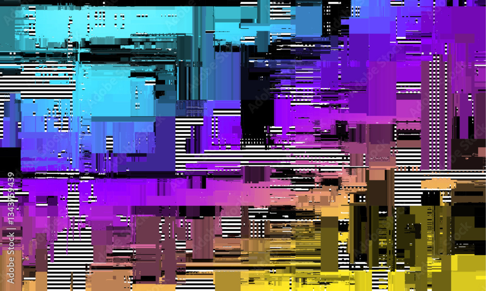 Poster abstract vivid background with interlaced digital distorted motion glitch effect. futuristic cyberpu