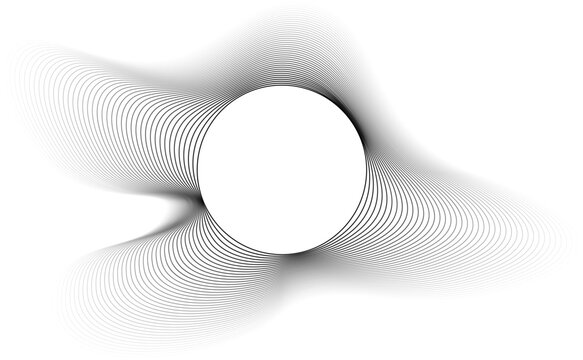 Circles lines wavy. Geometric technology round shape. Overlay transparent vector background