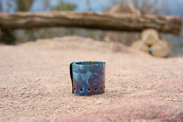 風防で覆われたアルコールストーブ