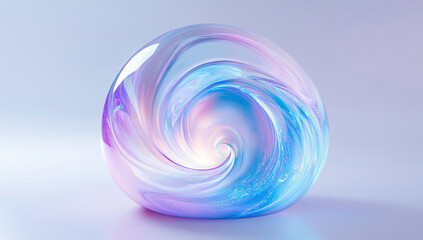 Abstract Swirls of Light Blue, Purple, and Pink in Egg Shape on White Background