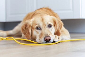 Danger Lurking: Pet Chewed Electrical Cord Exposing Hazards at Home