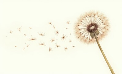 Dandelion seeds floating gently away