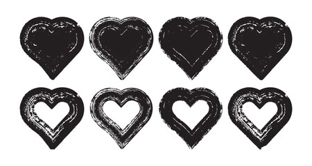 Heart. Grunge stamps, shape frame with brush painting Grunge stamps, shape frame with brush painting isolated on white background.